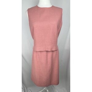 Vintage Ann Taylor Pink Linen Silk 2 Pc Skirt Set Shell Top Pencil Skirt Women 8